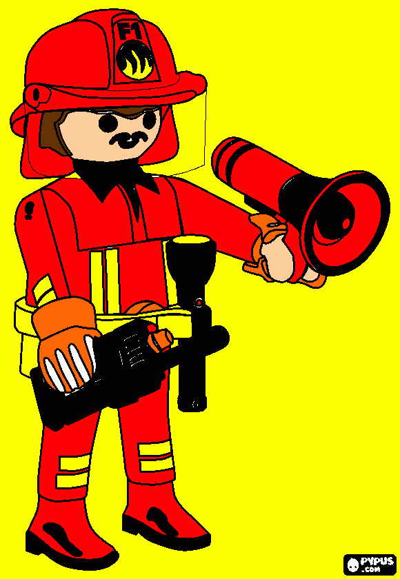 dessin UN POMPIER PLAYMOBILE