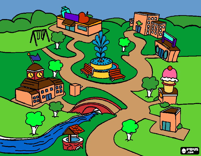 dessin village et rue