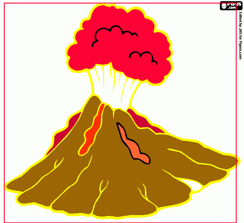dessin éruption d'un volcan