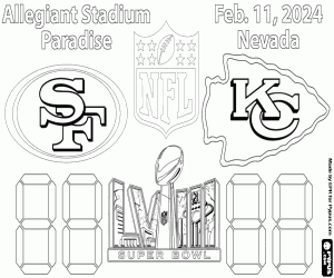 Coloriage 49ers vs Chiefs, Super Bowl 2024