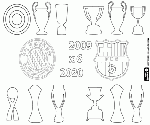 Coloriage 6 titres de l’année, Barça et Bayern
