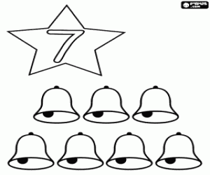 Coloriage 7 cloches et le nombre sept