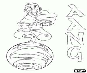 Coloriage Aang avec son bison volant