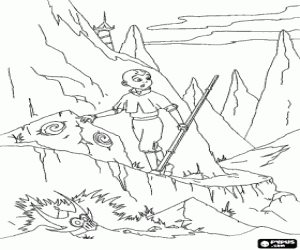 Coloriage Aang dans les montagnes