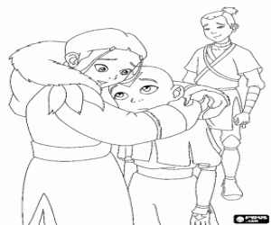 Coloriage Aang, Katara et Sokka