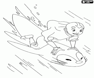 Coloriage Aang sur un pingouin loutre