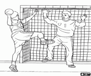 Coloriage Action dans un jeu de handball