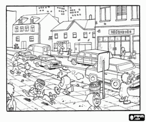 Coloriage Activité quotidienne dans la ville