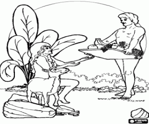 Coloriage Adam et Eve au paradis