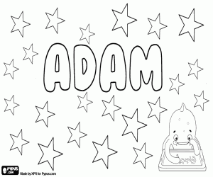 Coloriage Adam, nom dans plusieurs langues