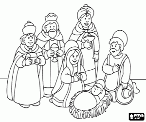 Coloriage Adoration des Mages