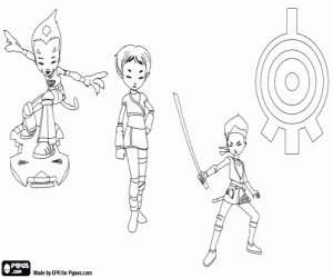 Coloriage Aelita avec Odd et Ulrich