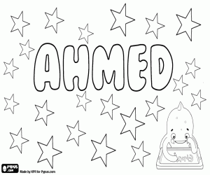 Coloriage Ahmed, nom arabe pour enfant