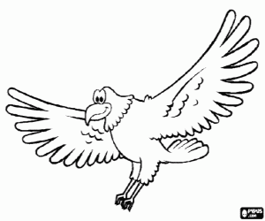 Coloriage Aigle avec des ailes ouvertes en vol