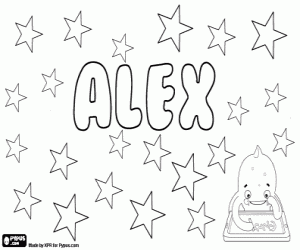 Coloriage Alex, diminutif unisexe