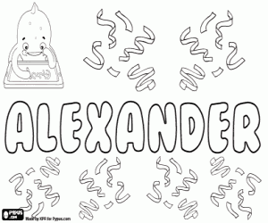Coloriage Alexander, nom d'origine grecque