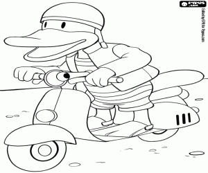 Coloriage Alice avec sa moto de scooter