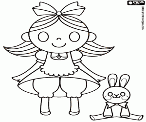 Coloriage Alice et le lapin