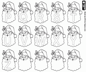 Coloriage Alphabet de la Barbe de Noël de P à Z