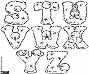 Coloriage Alphabet de l'hiver, lettres S à Z