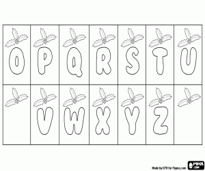 Coloriage Alphabet de Noël avec houx
