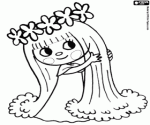 Coloriage Amalka, la fée avec couronne de fleurs