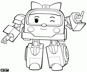 Coloriage Ambre, le robot ambulance