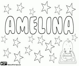 Coloriage Amelina, nom féminin