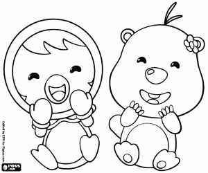 Coloriage Les amies de Pororo, Petty et Loopy