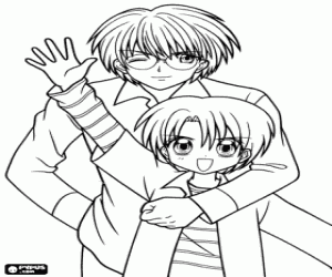 Coloriage Les amis Masahiro et Nagisa