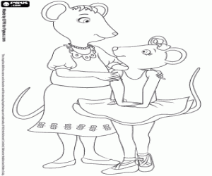 Coloriage Angelina Ballerina et sa mère
