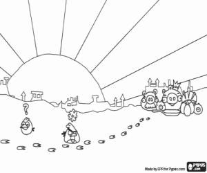 Coloriage AngryBirds dans la recherche des oeufs