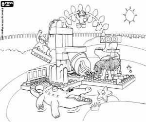Coloriage Animaux dans le Zoo de Lego
