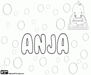 Coloriage Anja, nom dans plusieurs langues