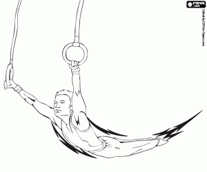 Coloriage Anneaux, gymnastique artistique olympique