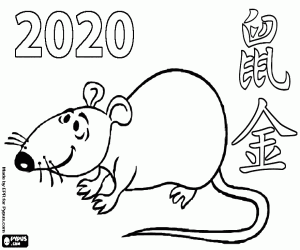 Coloriage Année chinoise du rat de métal