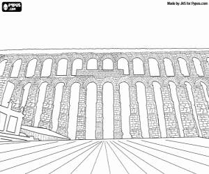 Coloriage Aqueduc de Ségovie, Espagne