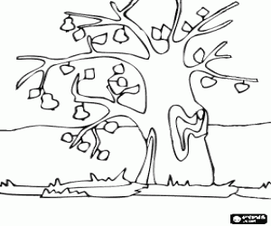 Coloriage Arbre à quelques feuilles sur les branches 