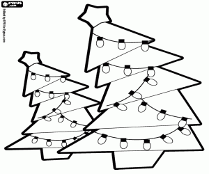 Coloriage Arbres de Noël avec les petites lumières