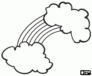 Coloriage Arc-en-ciel entre deux nuages