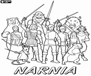 Coloriage Armée de Narnia avec armes prêtes