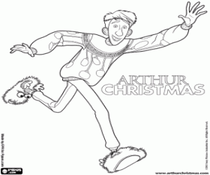 Coloriage Arthur Christmas nous accueille