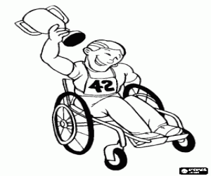 Coloriage Athlète handicapée avec le trophée