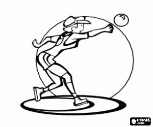 Coloriage Athlétisme, lancer du poids