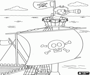 Coloriage Austin le pirate est au nid-de-pie