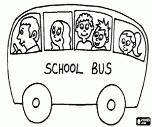 Coloriage Autobus scolaire avec des passagers