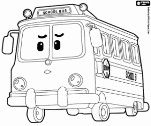 Coloriage Autobus scolaire, Robocar Poli