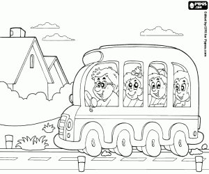 Coloriage Autobus scolaire va à l’école