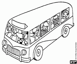 Coloriage Autobus urbain avec des passagers