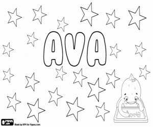 Coloriage Ava, nom féminin